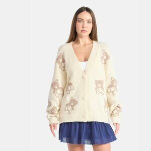 3/$30 Button-Front Cardigan, Teddy Bear